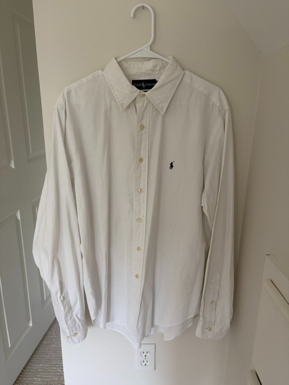 Ralph Lauren White Classic Fit Dress Button Down Shirt 17 36/37 100% Cotton